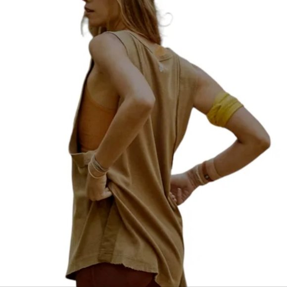 FREE PEOPLE MOVEMENT HIGH ATLAS BROWN SLIT SIDES ULI UTILITY TANK TOP - Picture 3 of 7